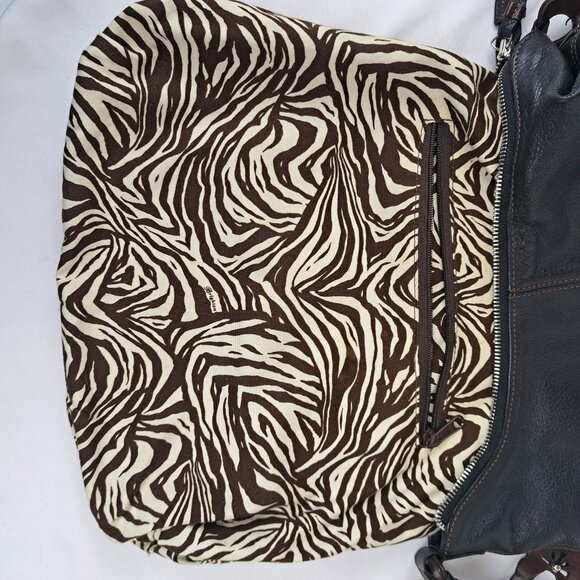 Brighton Kodiak Black and Brown Leather Hobo Shoulder Bag - Picture 8 of 16